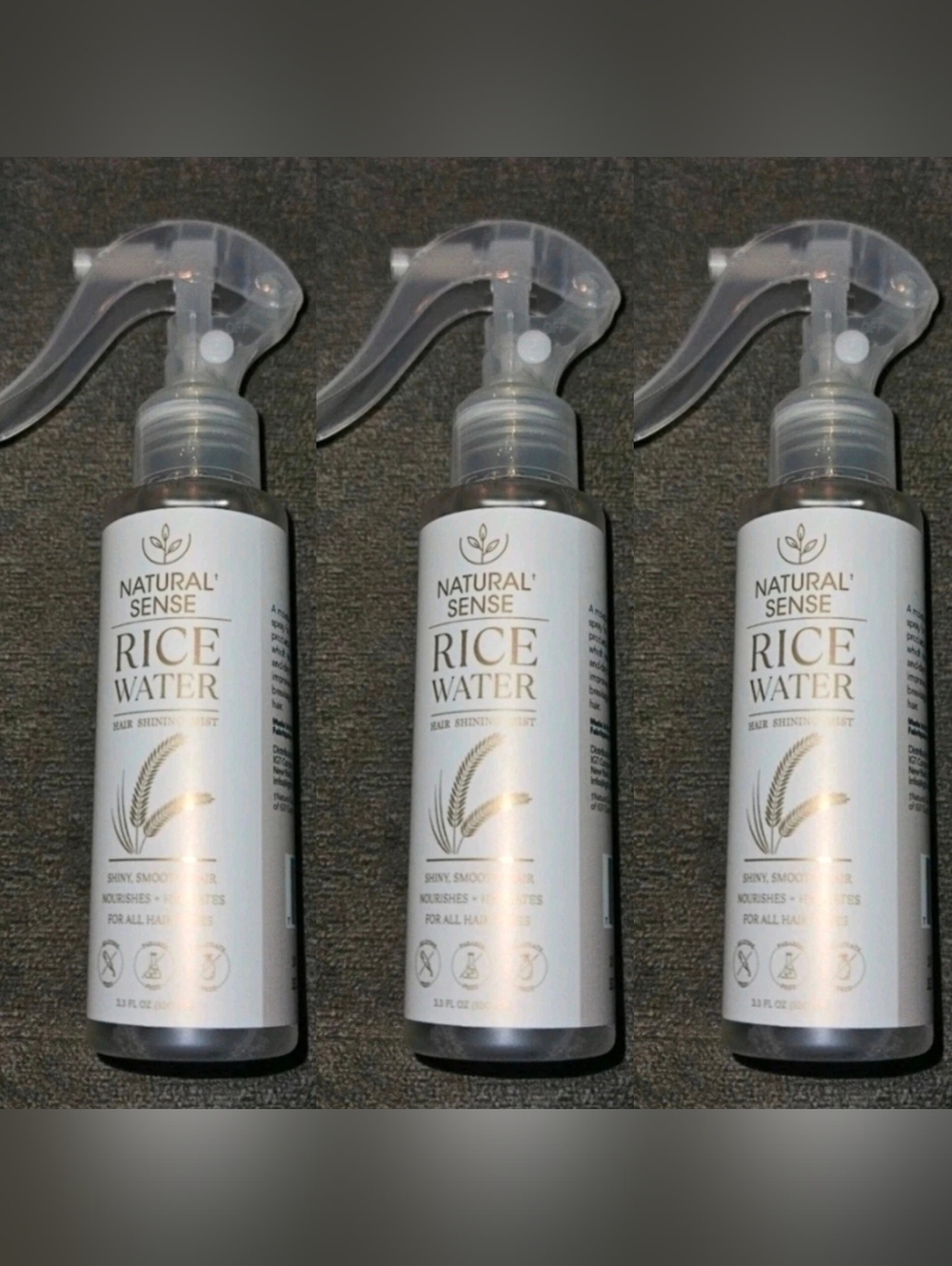 3 x Natural Sense Rice Water Spray - Lightweight Hair Mist 3.3fl Oz BNIB